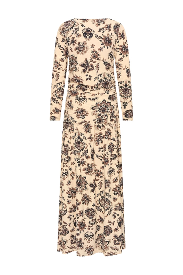 Travel Jurk Light Long Ornamental Flowers Print Sand 202867L