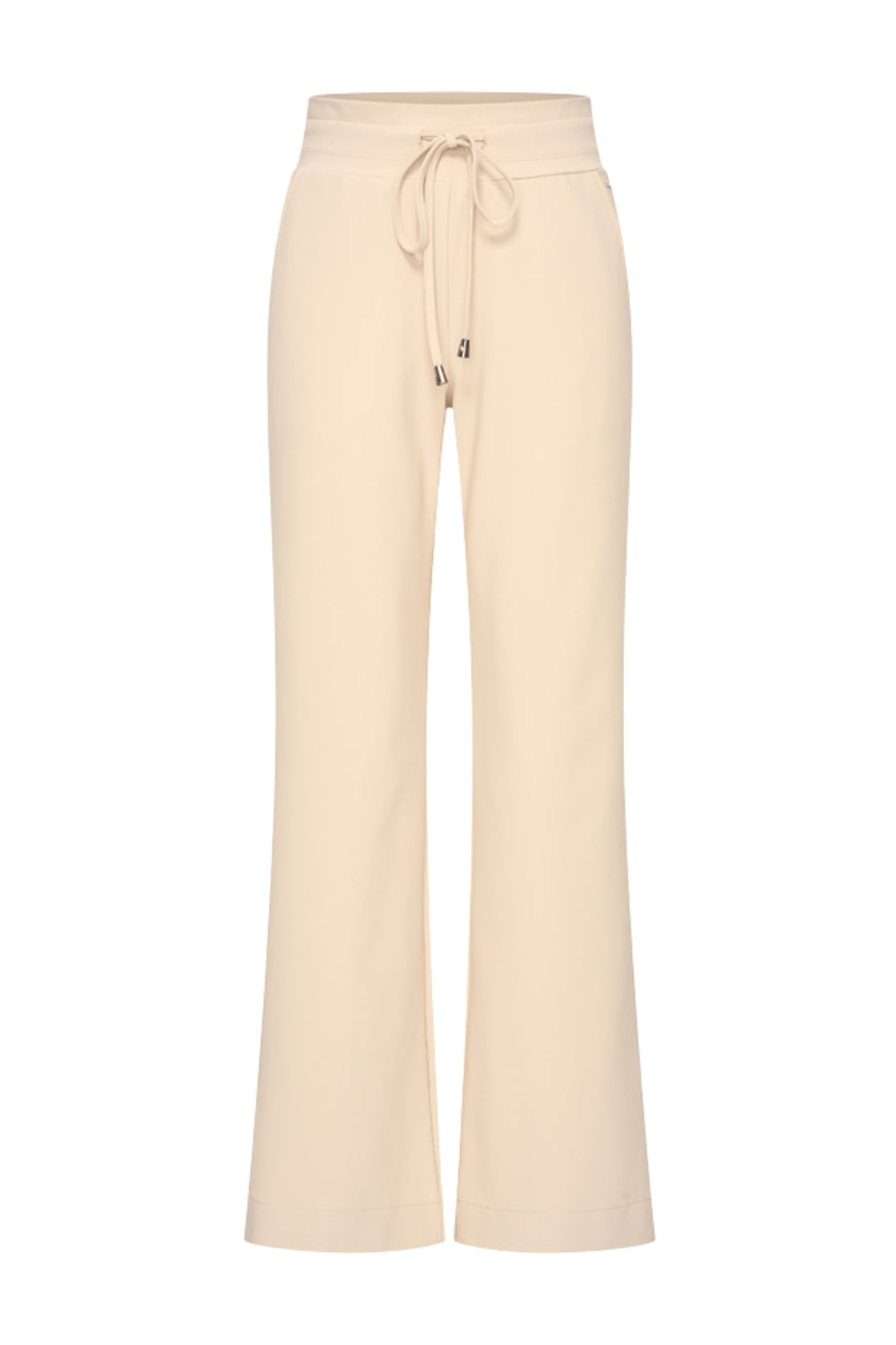 Mi Piace reiskleding: zandkleurige flaired travelbroek met wijde pijpen, comfortabel en stijlvol voor reizen.