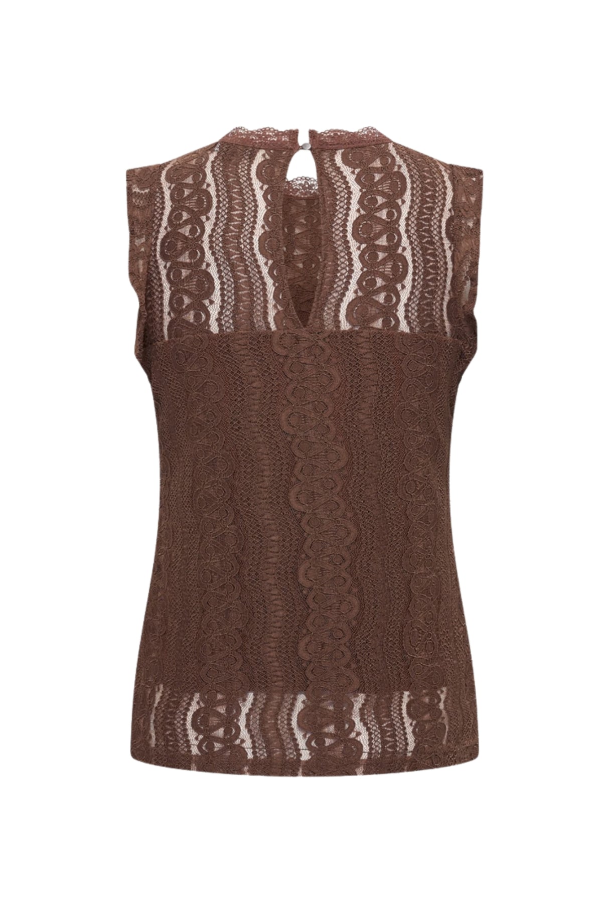Mi Piace Travel Top Kant Chestnut, zwart en comfortabel, met stijlvolle details en casual pasvorm voor dagelijks gebruik.