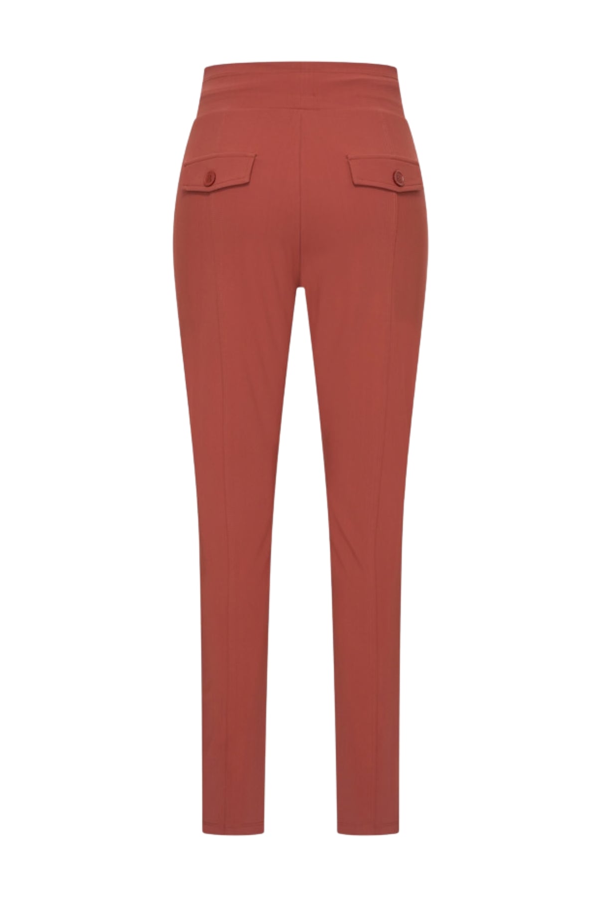 Mi Piace bonded reisbroek in Fired Brick, comfortabele pasvorm en stijlvolle look, zichtbaar in de afbeelding.