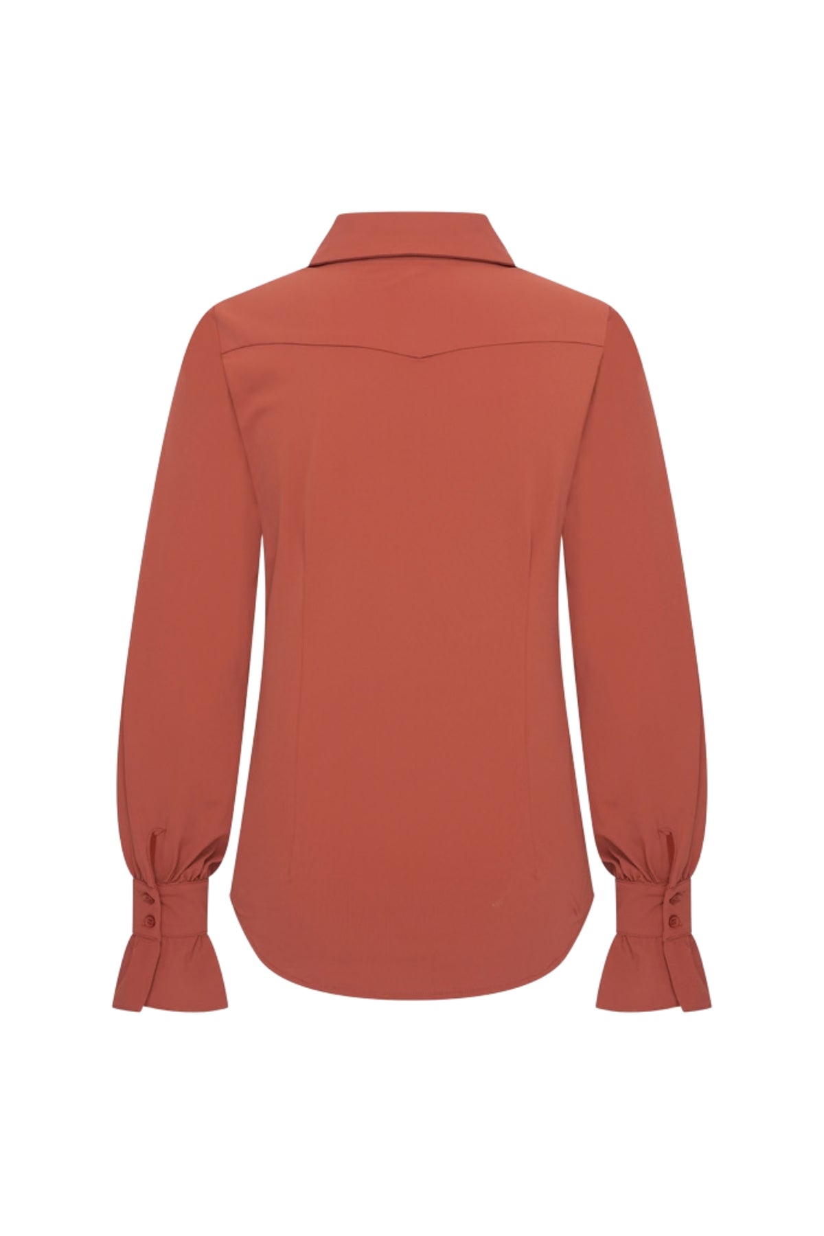 Mi Piace reisblouse in Fired Brick, lichtgewicht en stijlvolle blouse met bloemenprint, ideaal voor reizen en casual dragen.