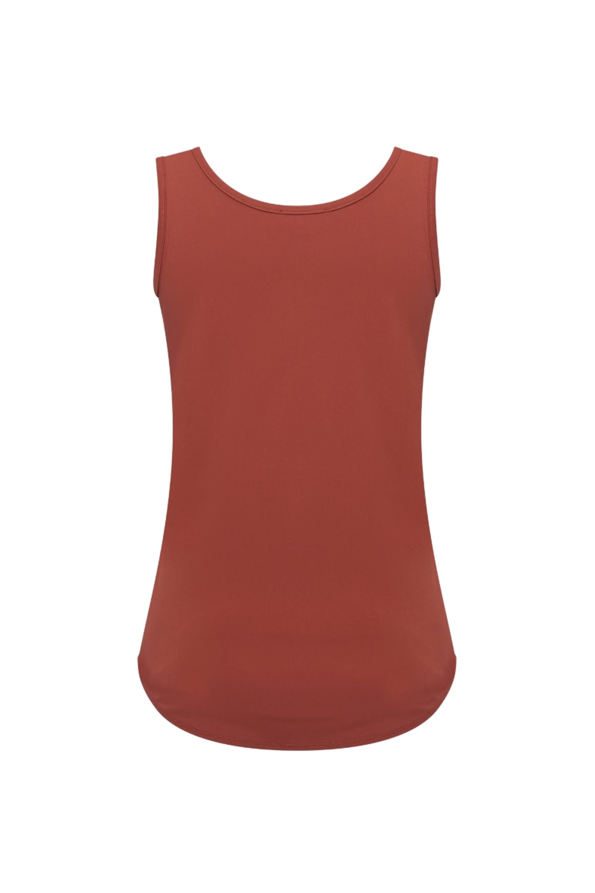 Mi Piace Travel Top in Fired Brick, stijlvolle top met ronde hals en korte mouwen, perfect voor casual en reizen.