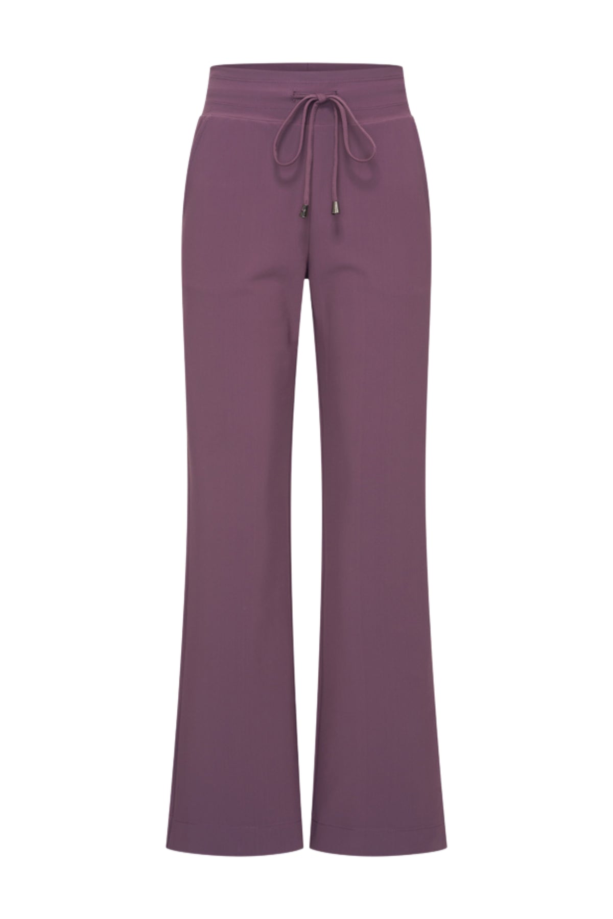 Gebloemde bonded reiskleding broek van Mi Piace in flared model en paarse kleur, geschikt voor comfortabel reizen