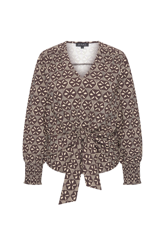 Travel Top Knotted Harvest Ikat Print Espresso 202898