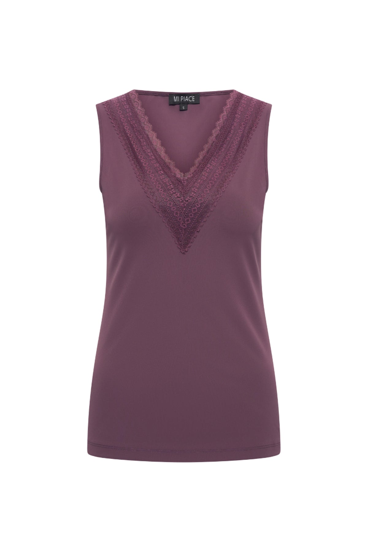 Lila reisjasje van Mi Piace met kanten details en elegante afwerking, geschikt voor reizen en casual dragen.