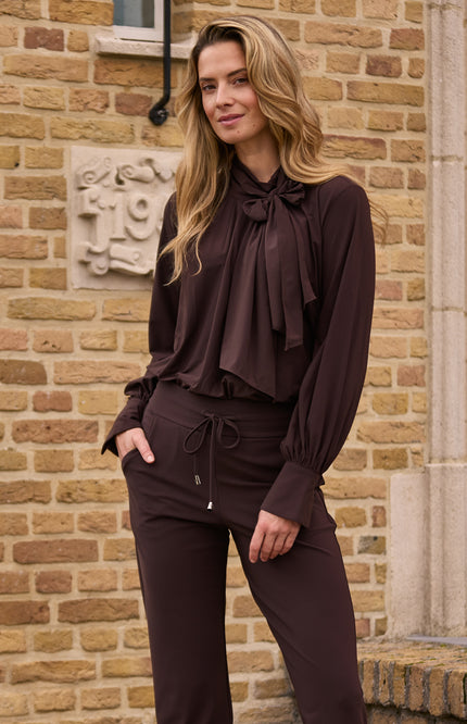 Travel Blouse Bow Espresso 202774