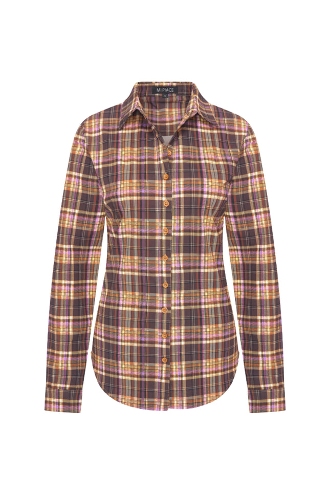 Travel Blouse Check Print Winter Purple 60840