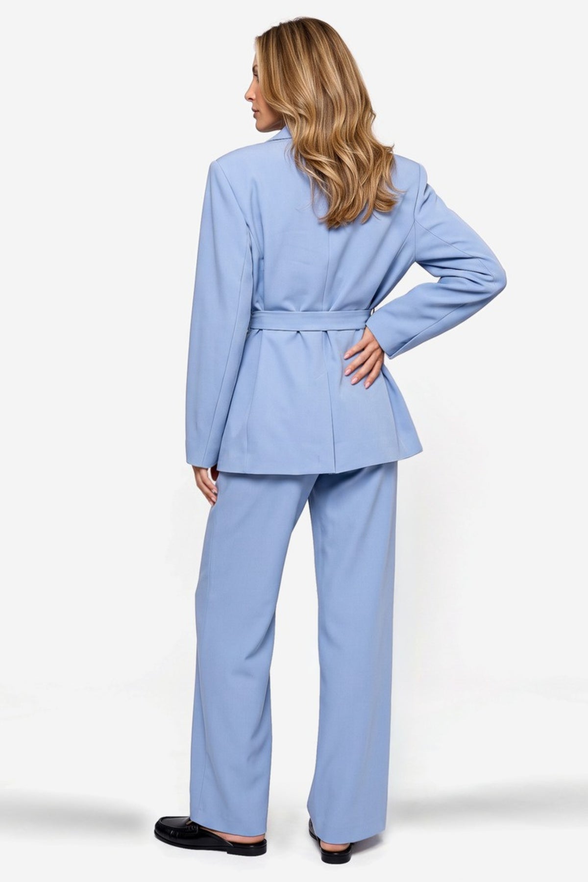 Ibana Jenta blazer in zachtblauw met klassieke revers en lange mouwen