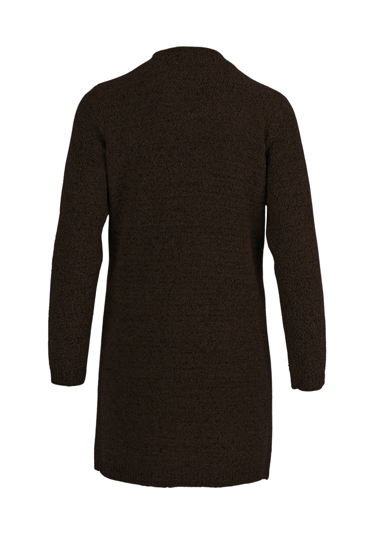 Bruine boucle vest van Enjoy, stijlvolle damesjas met textuur en knoopdetails, gelegen op een witte achtergrond.