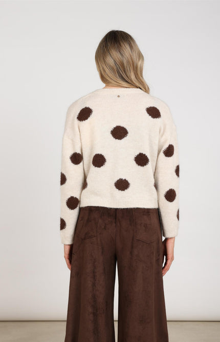 Vest Laure Cardigan Dots Offwhite Chocolate NKF05031