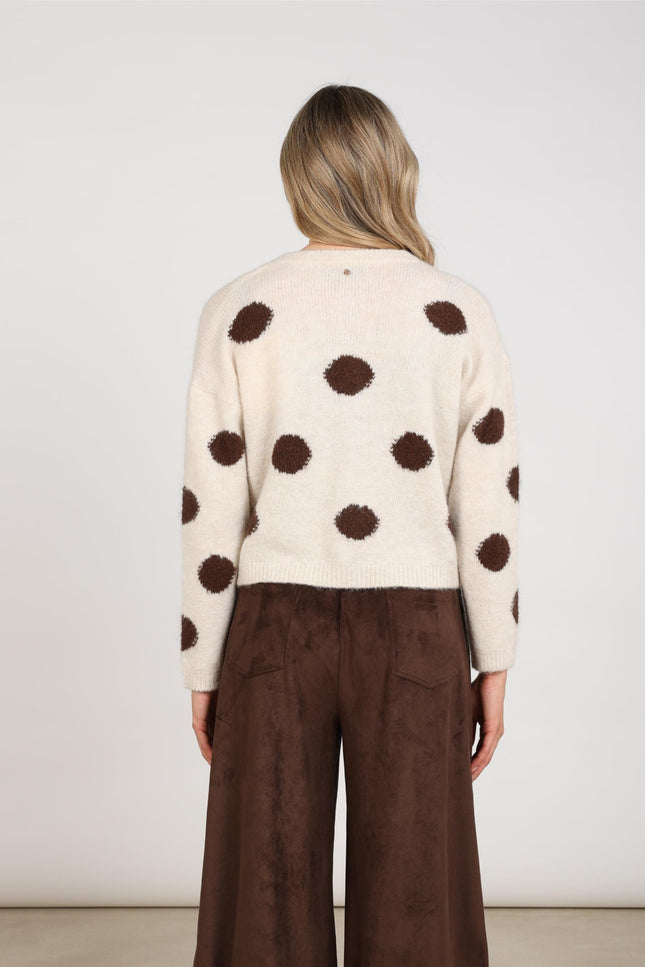 Vest Laure Cardigan Dots Offwhite Chocolate NKF05031