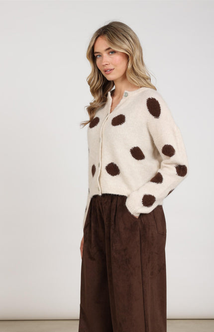 Vest Laure Cardigan Dots Offwhite Chocolate NKF05031