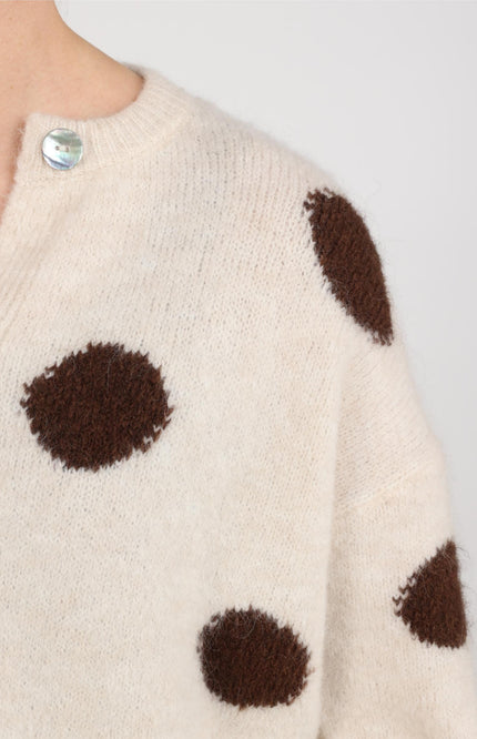 Vest Laure Cardigan Dots Offwhite Chocolate NKF05031