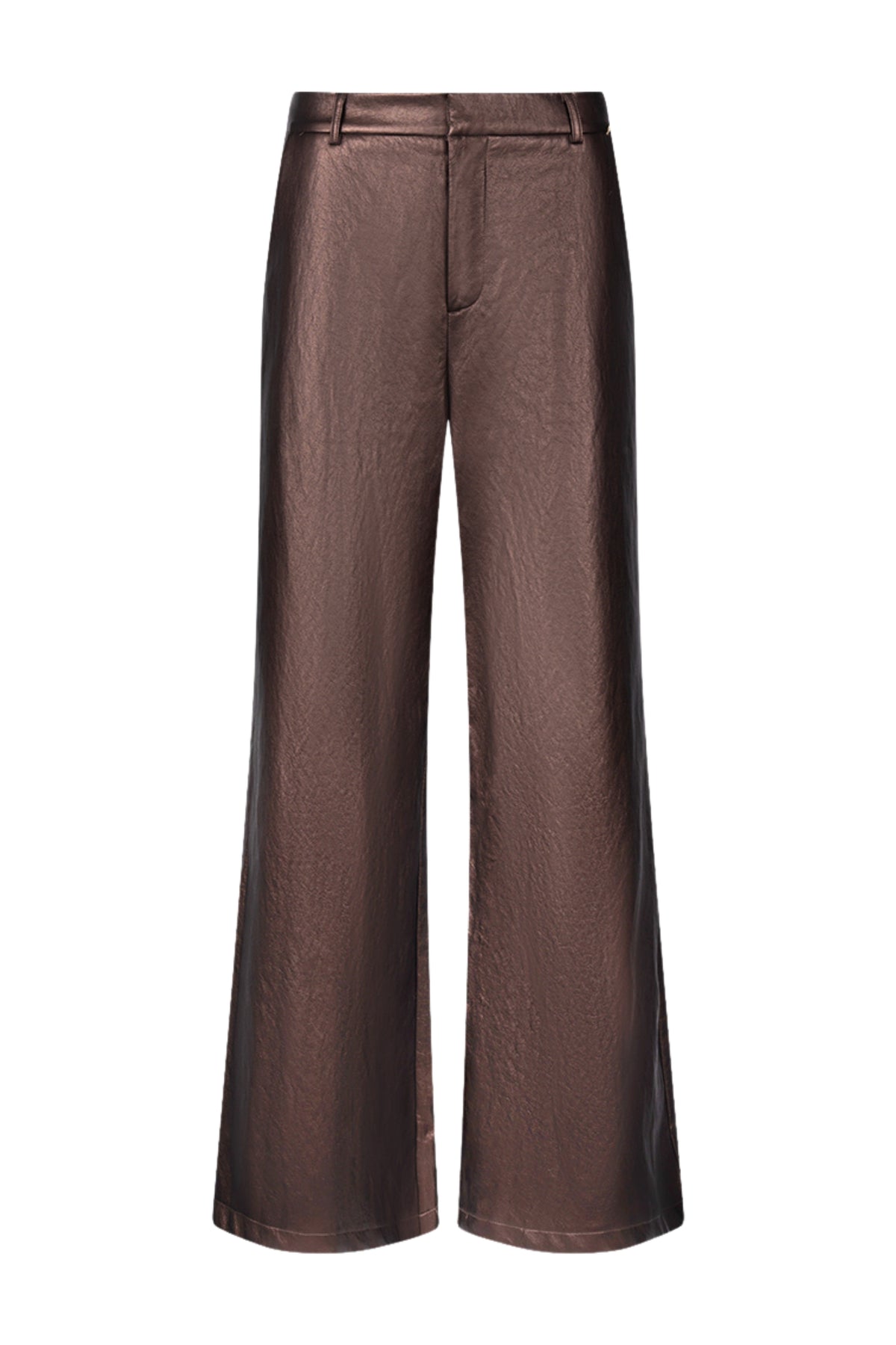 Nukus Bodine chocolade broek, damesmodel in bruin met comfortabele pasvorm en moderne stijl, zichtbaar op de afbeelding.