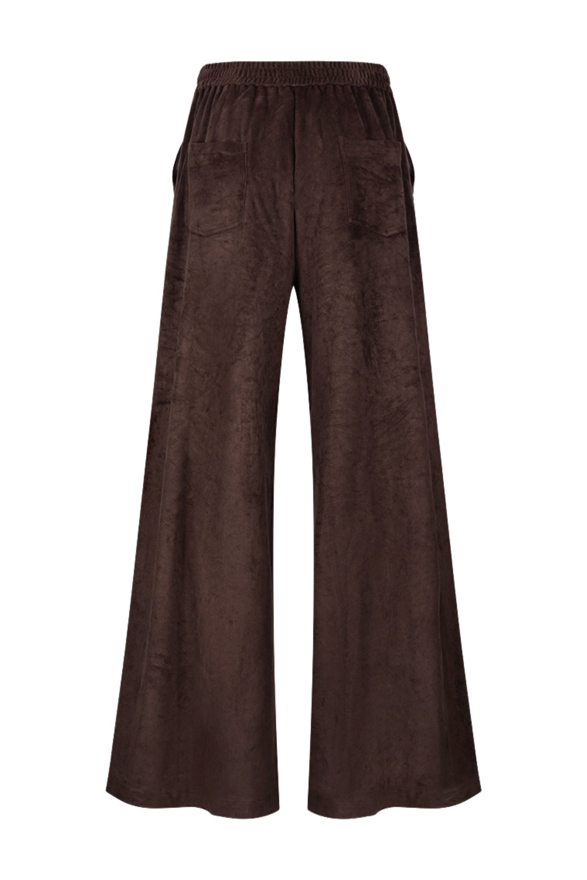 Bruine suède broek van Nukus, model Bertie in chocoladekleur, met zachte textuur en stijlvolle pasvorm.