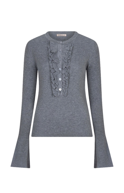 Sweater Rib Ruffle Grey Melange W26.02715