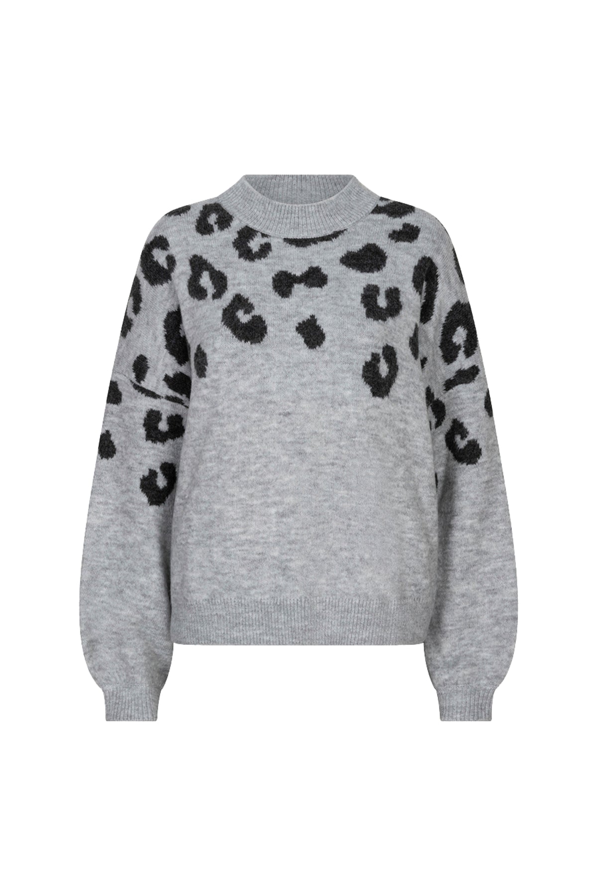 Lichte grijze leopard print trui van EsQualo met comfortabele pasvorm en zachte stof, geschikt voor casual draagstijl.