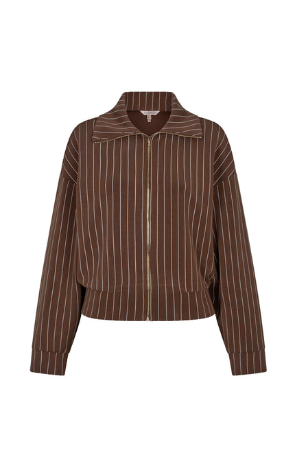 Jacket Short Modal Striped Coffee W26.05700