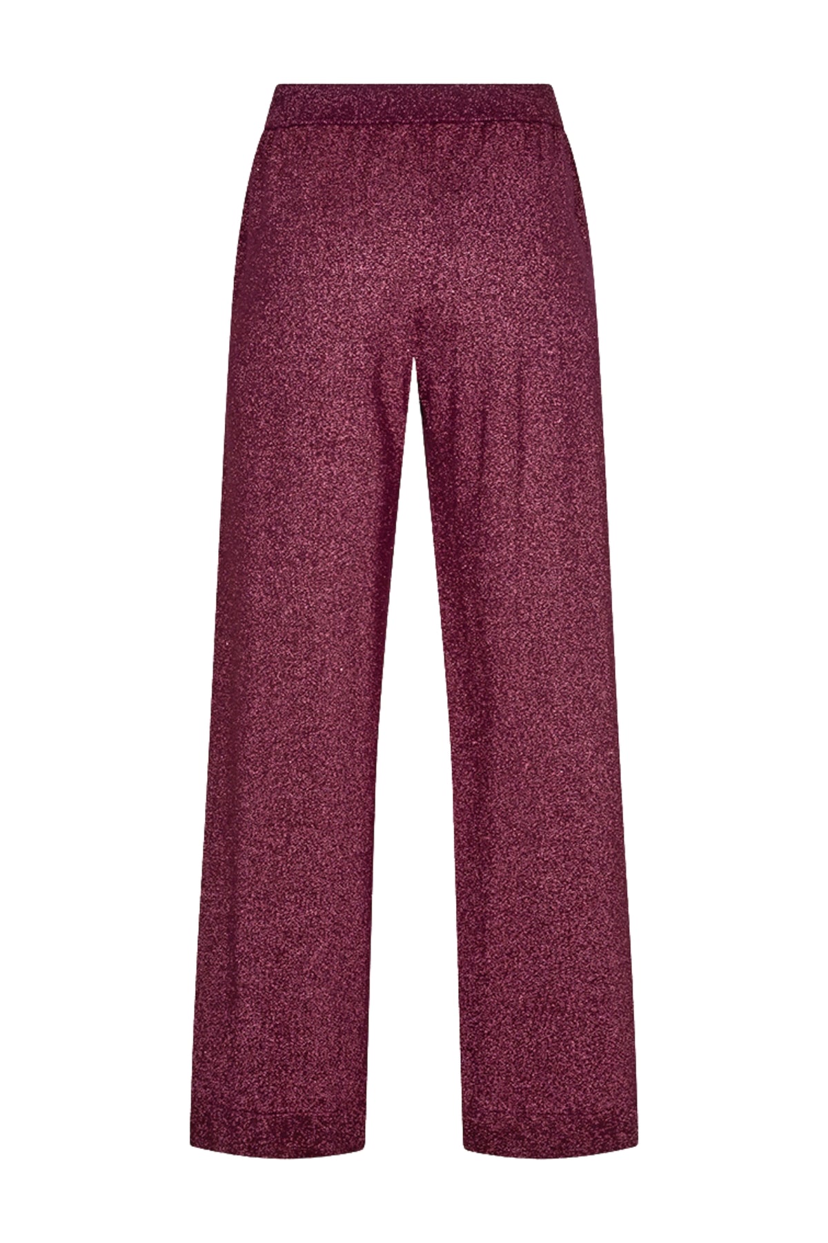Lurex broek van EsQualo met roze kleur en glanzende stof, maat W26.07710, zichtbaar op de afbeelding.
