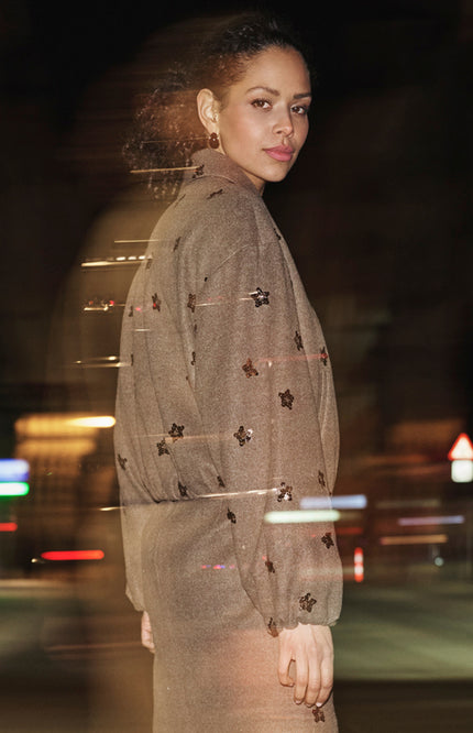 Jacket Flowers Coffee W26.08700
