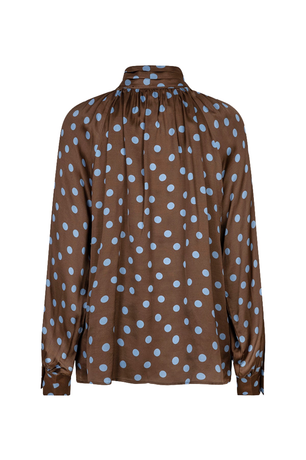 Polkadot blouse met sjaal van EsQualo, stijlvolle damesoutfit met zwart-witte print en zachte stof.
