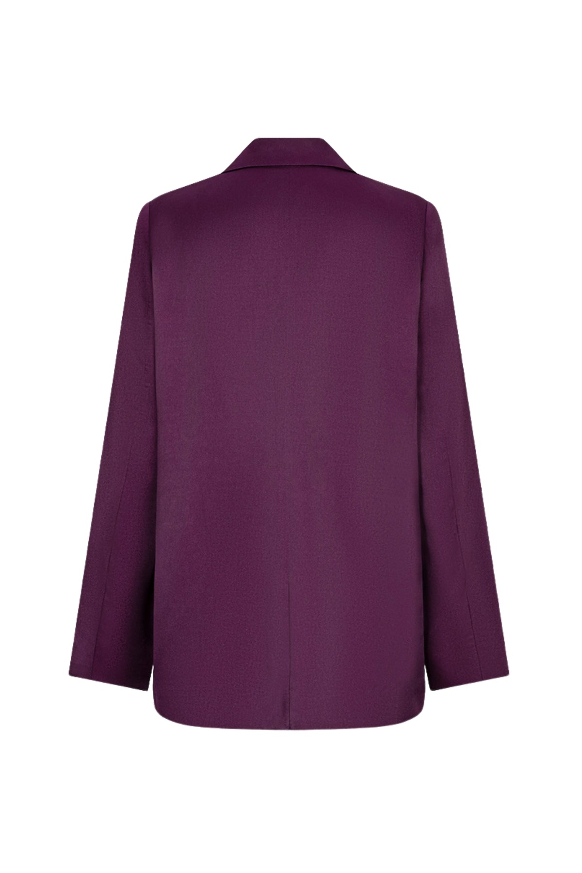 Glanzende blazer van EsQualo in beetkleur met knoopsluiting en slanke pasvorm, gedragen door een model.