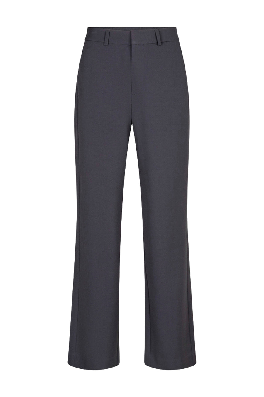 Donkere rechte broek met zijpanelen van EsQualo, wijdvallend model in maat W26.10730, getoond op een model.