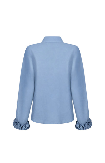 Blouse Ruffled Cuffs Moody Blue C33-22-301