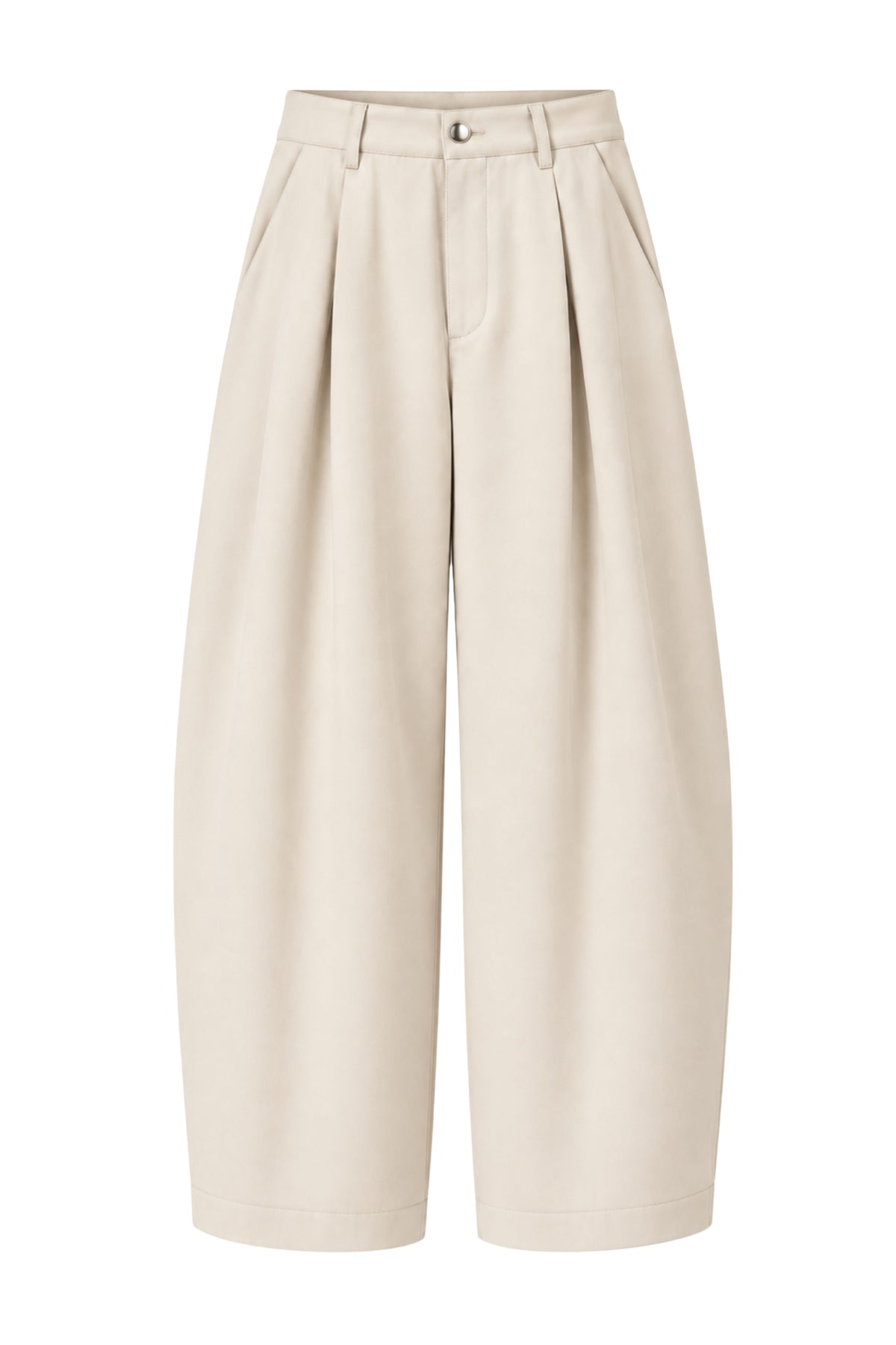 Lichte beige fluïde broek van Bolina Island met geweven textuur, vloeiend en comfortabel voor casual draagstijl.