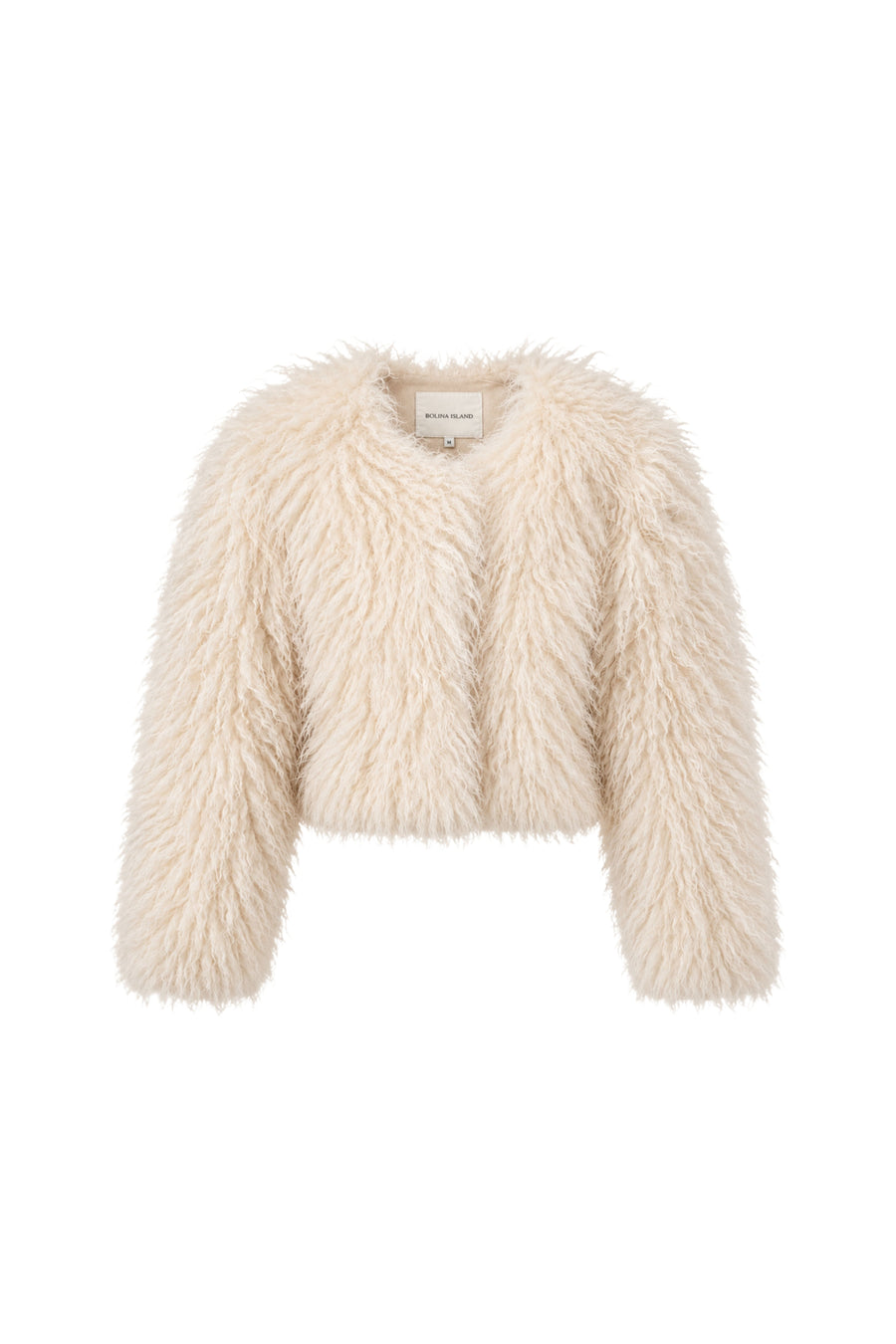 Offwhite Bolina Island Jaimie Fur jas met bontkraag en ritssluiting, stijlvolle winterjas voor dames.