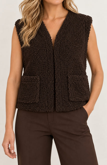 Gilet Teddy Donkerbruin 418889