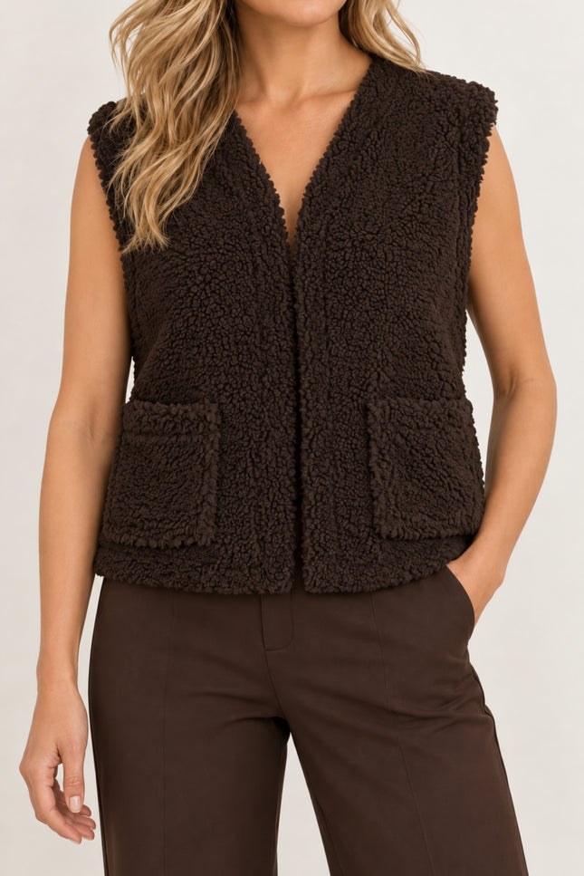Gilet Teddy Donkerbruin 418889