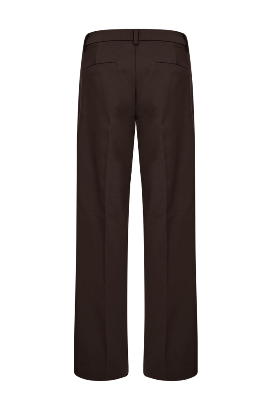 Freequent Fqisadora Mole broek in bruine stof, getailleerd met rechte pijpen en elastische tailleband.