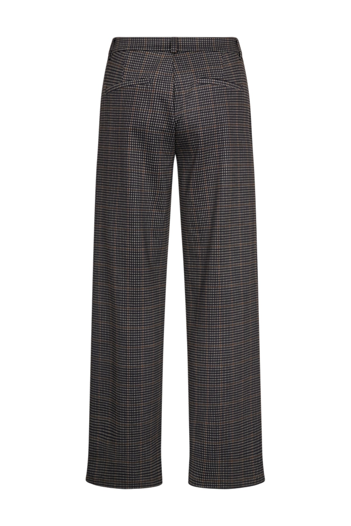 Taupe en zwarte Freequent broek Fqnaduva Desert met elastische taille en rechte pasvorm, geschikt voor casual dragen.