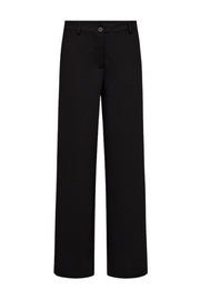 Zwarte broek Fqnanni van Freequent, getoond op een model, met een rechte pasvorm en comfortabele tailleband.