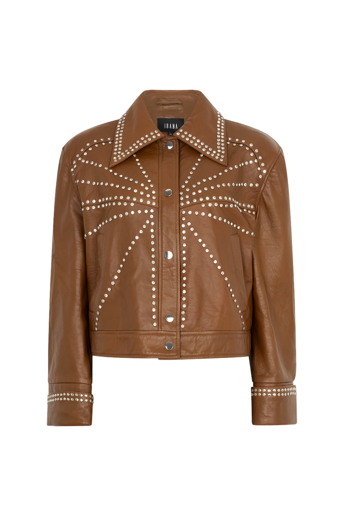 Ibana Juliet Soft Toffee jas met zachte textuur en stijlvolle pasvorm, zichtbaar in de afbeelding.