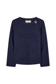Freequent Fqgrsdebbie trui in navy blazer melange, zichtbaar op een witte achtergrond