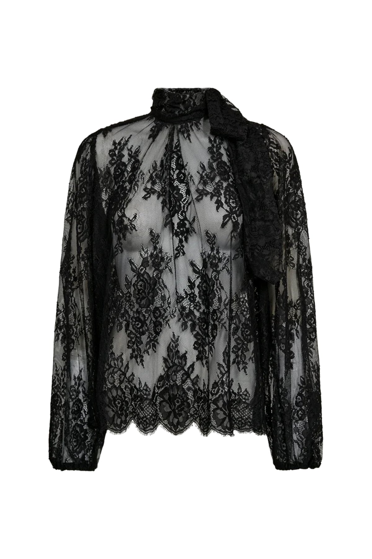 Freequent Fqcava blouse in zwart, model 212193, met lange mouwen en ronde hals