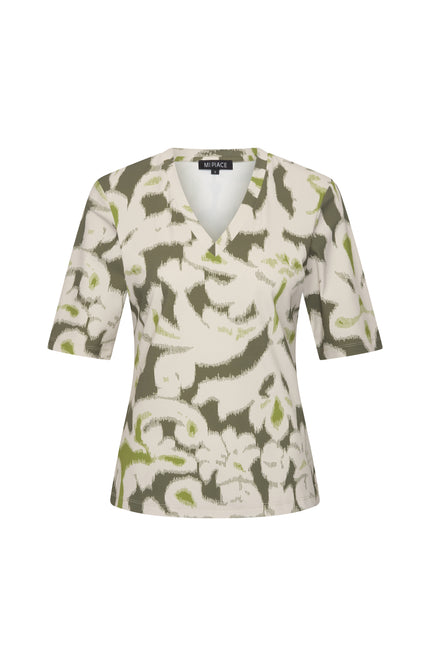 Mi Piace Travel Top Ikat Ornaments Print Olive 202271 Stretchshop.nl