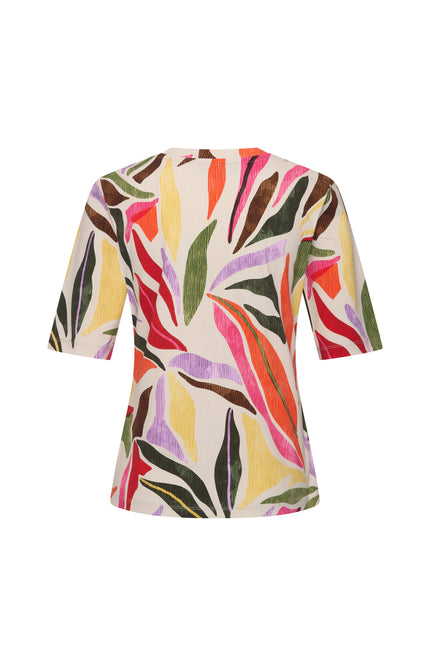 Mi Piace Travel Top Summer Leaf Dance Print Offwhite 202271 Stretchshop.nl