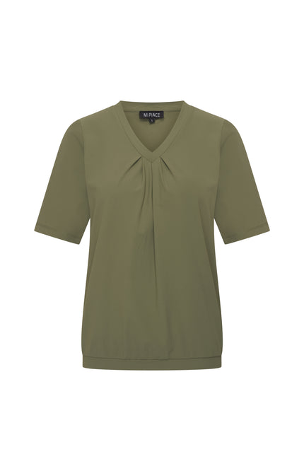 Mi Piace Travel Top Pleated Olive 202815 Stretchshop.nl