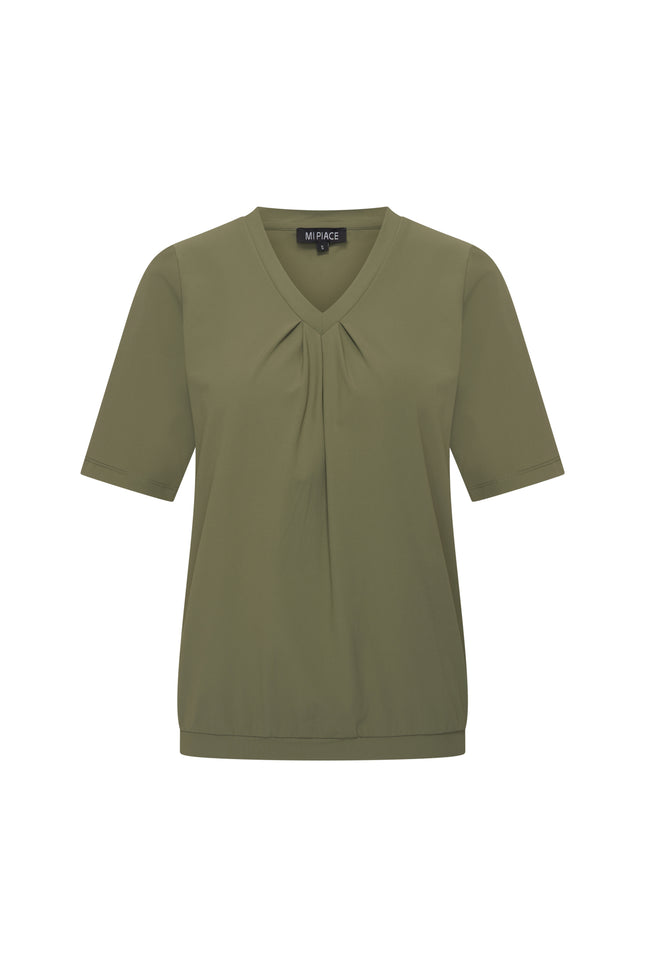 Mi Piace Travel Top Pleated Olive 202815 Stretchshop.nl