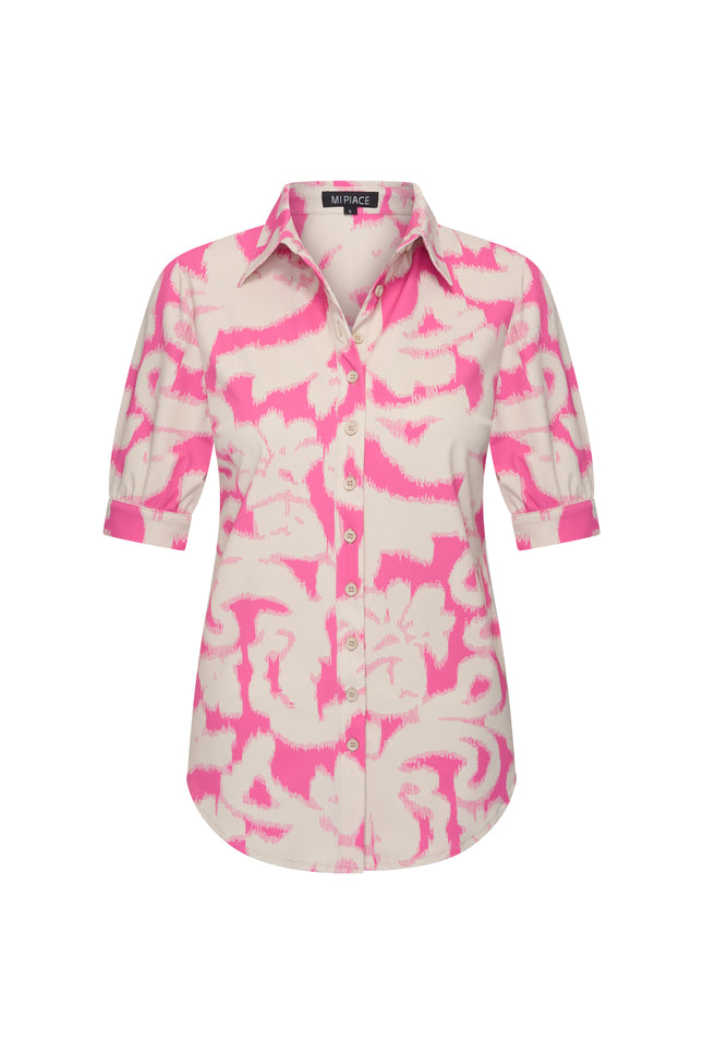 Mi Piace Travel Blouse Puff Ikat Ornaments Print Rose 202270 Stretchshop.nl