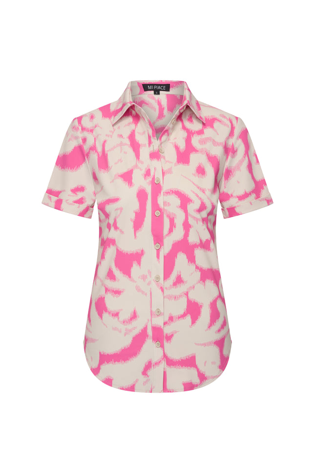 Mi Piace Travel Blouse Ikat Print Rose 202031 Stretchshop.nl