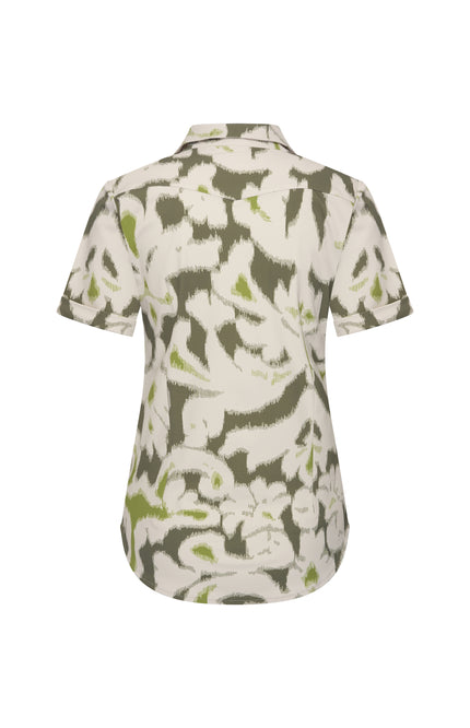 Mi Piace Travel Blouse Ikat Print Olive 202031 Stretchshop.nl
