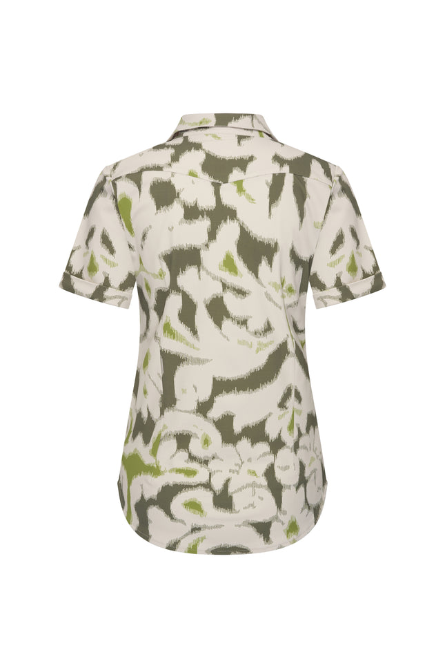 Mi Piace Travel Blouse Ikat Print Olive 202031 Stretchshop.nl