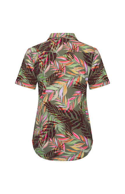 Mi Piace Travel Blouse Branches Print Olive 202031 Stretchshop.nl