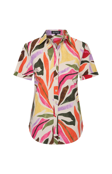 Mi Piace Travel Blouse Summer Leaf Dance Print Kit 202031 Stretchshop.nl