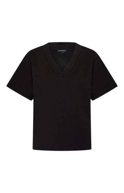 Mi Piace Top Sweat V-Neck Black 251040 Stretchshop.nl
