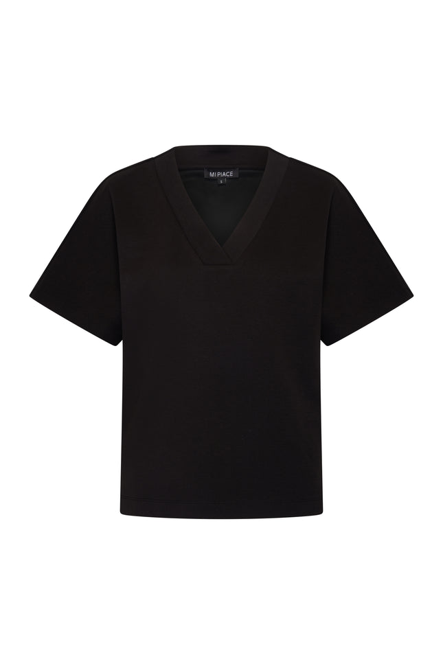 Mi Piace Top Sweat V-Neck Black 251040 Stretchshop.nl